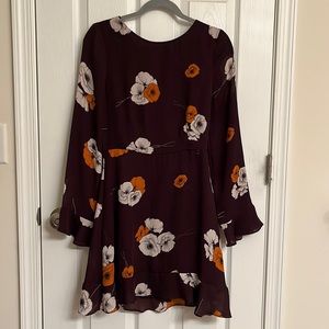 cupcakes & cashmere Aubergine Purple Floral Crepe Polyester Mini Dress 2
